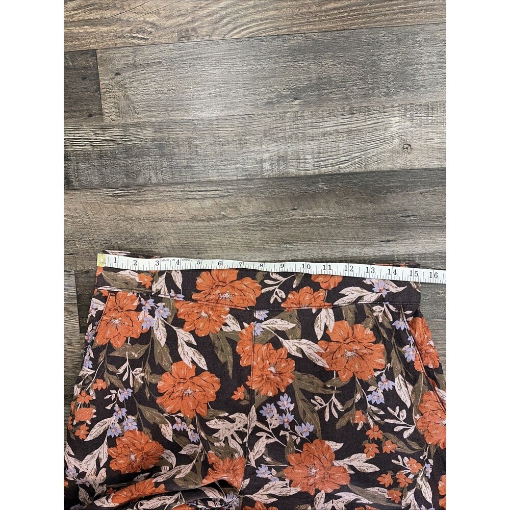 Haute Hippie Pants 100% Linen Floral Wide Leg Cropped Pants Size L Resort Vaca - Picture 4 of 13